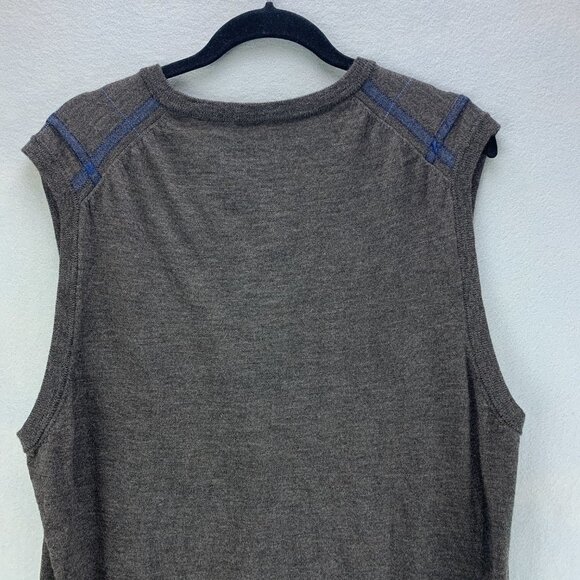 Brooks Brothers Mens Sweater Vest Extra Large Pullover Merino Wool Gray Blue - Picture 5 of 12